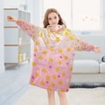 thumbnail image 5 of FORMRS Wearable Blanket Hoodie with Sleeves for Kids Cozy Flannel Sweatshirt, Gradient Pink Stars, 5 of 7