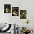 thumbnail image 2 of Black and Gold Bathroom Decor Botanical Plant Leaf Canvas Wall Art for Living Room Tropical Gold Leaves Prints Pictures Modern Aesthetic Boho Painting Artwork Bedroom Kitchen Home Decoration 12x16 3P, 2 of 6