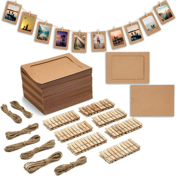 70 Pcs Kraft Paper Photo Frames for Hanging 4x6 in Pictures Display