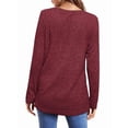 thumbnail image 4 of Long Sleeve Shirts for Female Loose Fit Crew Neck Tunic Pullover Blouse Dressy Casual Fall Winter Pullover Outfits Red S, 4 of 5