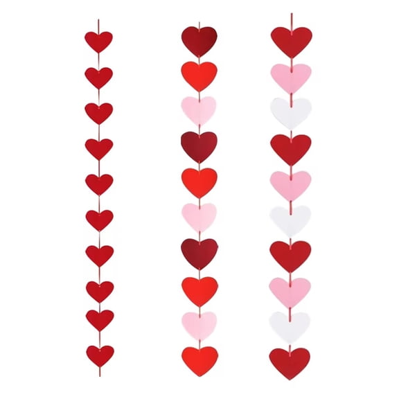 3PC Valentine's Day Banner -DIY Required - Valentines Decorations - Valentines Felt Heart Garland Banner - Valentine's Day Outdoor Indoor Home Hanging Decor