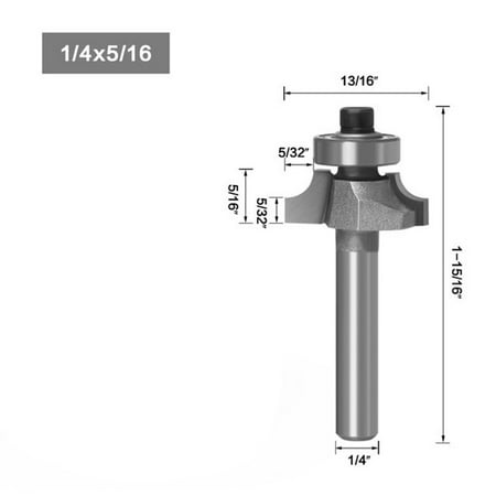 

Goodhd 1Pc Round Over Beading Edging Router Bit 1/4\ Shank 2-Flute Woodworking cutter
