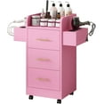 thumbnail image 5 of DreamCurship Beauty Salon Trolley Cart, Salon Cabinet with 360°Wheels, 3 Drawer, 6 Tool Holders, Barber Hair Stations for Salon Beauty Spa, Pink, 5 of 8