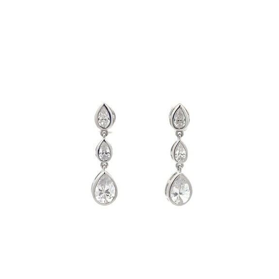 ARAIYA FINE JEWELRY 10K White Gold Pear-Shape Lab Grown Diamond Dangle Earrings (1 1/2 Cttw, D-F Color, VS1 Clarity)