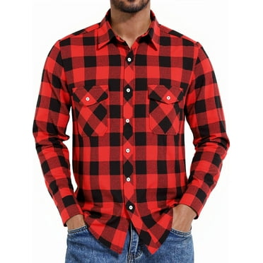 HAOMEILI Men's Button Down Regular Fit Long Sleeve Plaid Flannel Casual Shirts