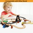 Wooden Train Set 80pcs with Dinosaur Train Tracks and Color Box for 3