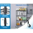 thumbnail image 2 of 4 Tier Shelf Organizer for Kitchen, 1400lbs Capacity Height Adjustable Wire Shelving Unit Rack 35.6Lx14Wx61.8H Metal Bathroom Storage Shelves for Bedroom Laundry Room Metal Shelves with Wheels, 2 of 7