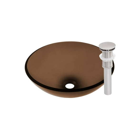 Novatto TY Glass Vessel Bathroom Sink Set, Brushed Nickel