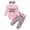 Pink, variant on Bellafa Newborn Baby Girls Clothes Ribbed Ruffled Romper Floral Pants Headband 3-Pieces Infant Outfit Set For 0-18 Months Kids
