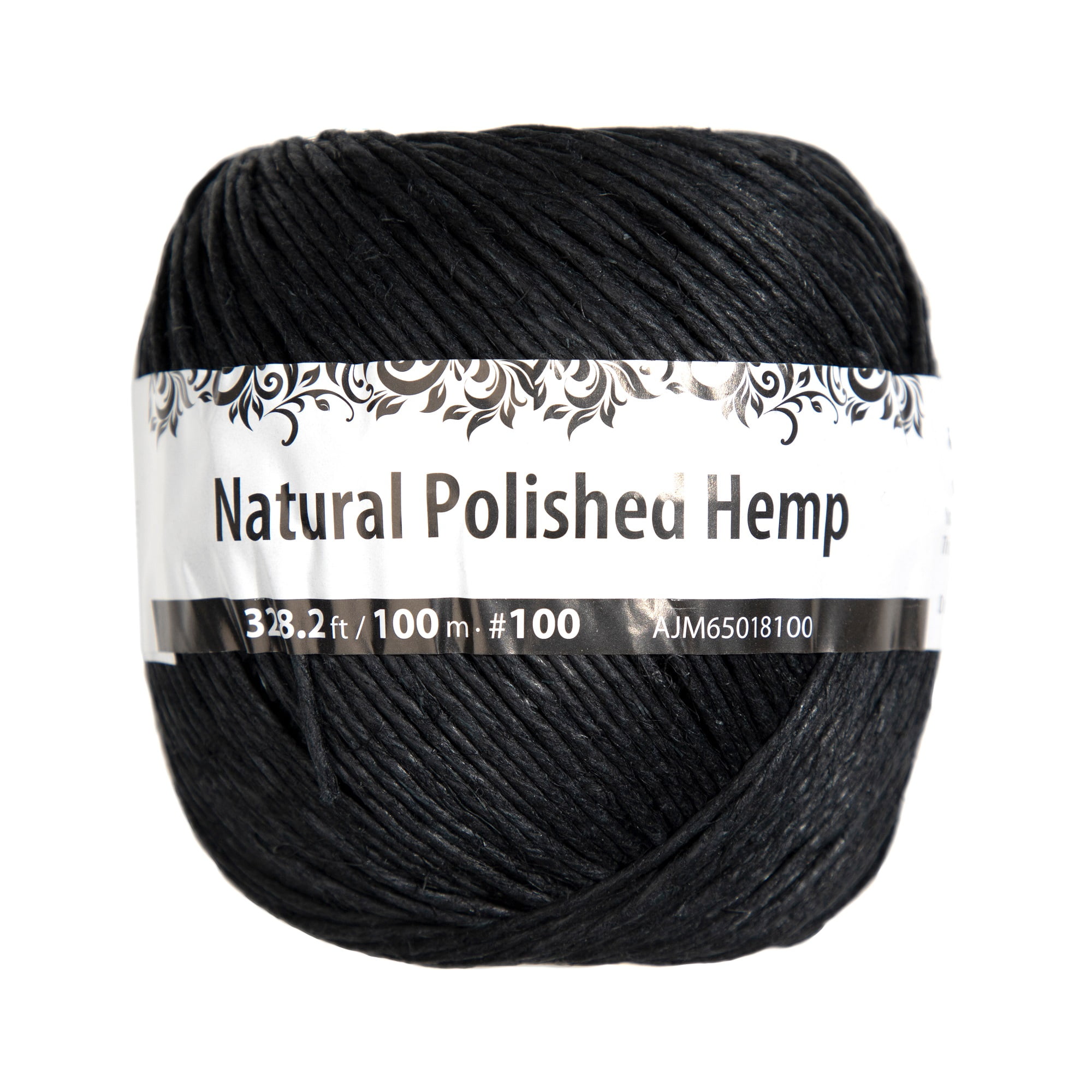 Cousin DIY 100 lb Natural Polished Hemp Twine, 1.5mm Black, 328.2ft/100m Roll