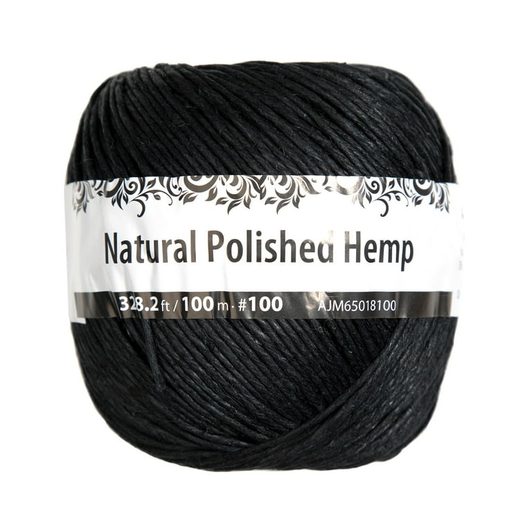 Cousin DIY 100 lb Natural Polished Hemp Twine, 1.5mm Black
