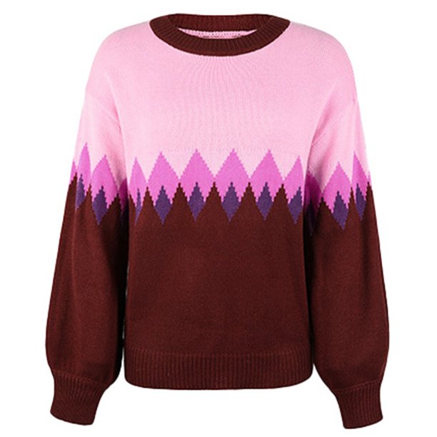 Gibobby SuéTer Para Mujer Clásico damas otoño e invierno estilo retro a cuadros cálido y frío suéter prendas de punto(Rojo,M)