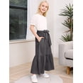 thumbnail image 2 of Yesfashion Girls Casual Button Front Ruffle Hem Elastic High Waist Long Swing Tiered Maxi Skirt, 2 of 8