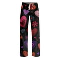 thumbnail image 5 of Resicozy Women's Valentine Pajama Pants Casual Long Pajama Lounge Pants Drawstring Sleepwear Heart Print Design Purple M, 5 of 6