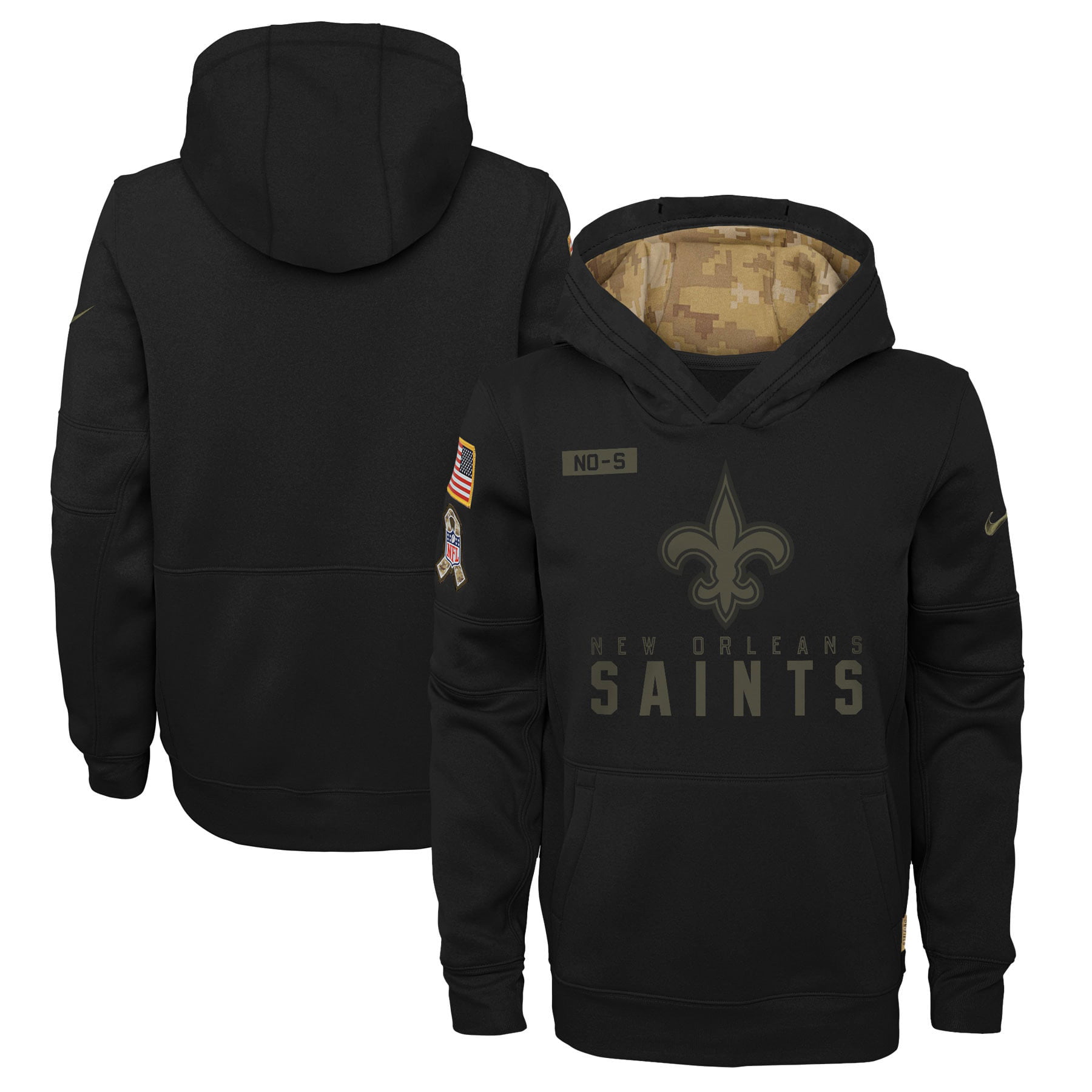 nike men's new orleans saints salute to service therma hoodie