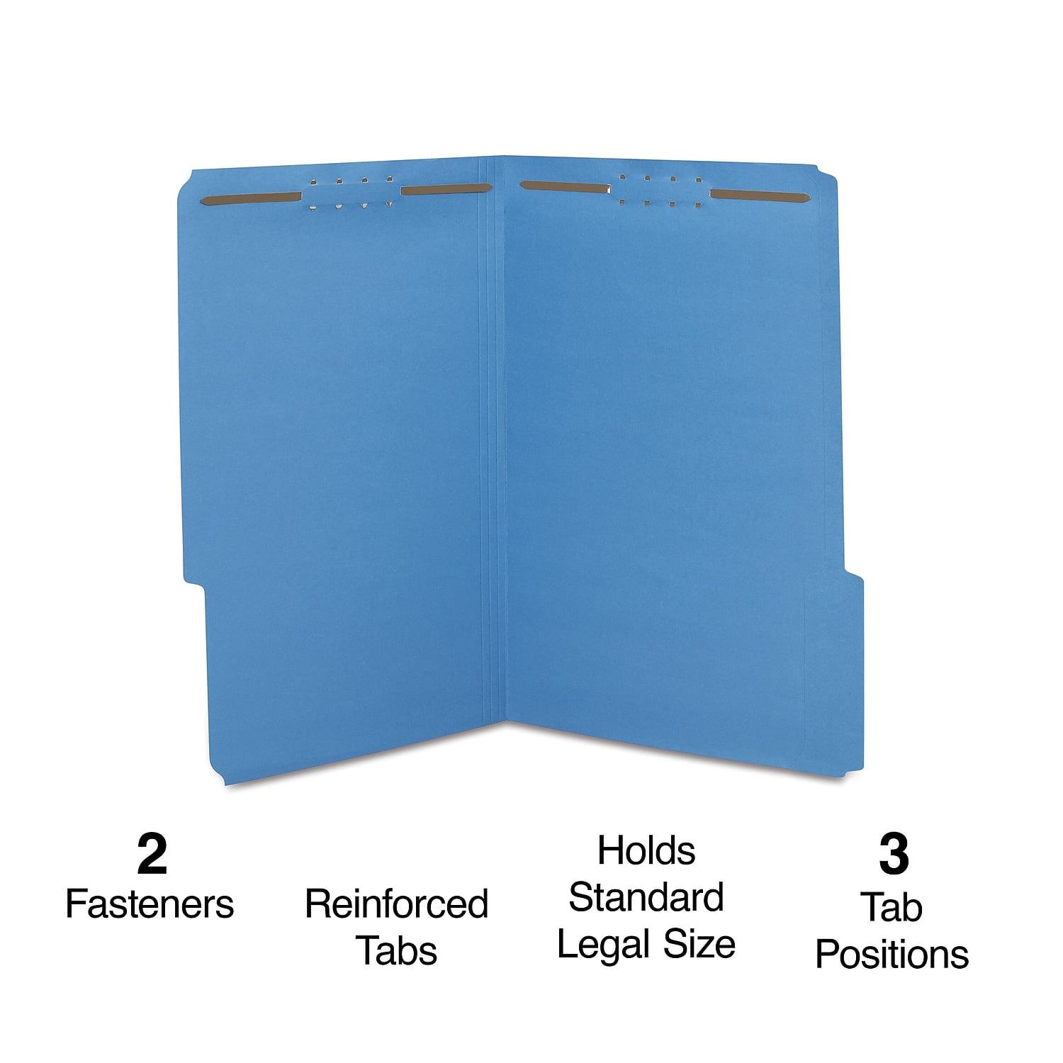 Staples Colored Reinforced File Folders 3-Tab Legal Size Blue 50/BX 807778