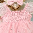 thumbnail image 5 of KAUOD Flutter Sleeve Star Sequins Princess Dress Romper for Toddler Girls Kids Tulle Lace Square Neck Party Short Jumpsuit, 5 of 9