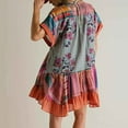 thumbnail image 3 of WREESH Womens Dress Fashion Casual Comfort Boho Printing Pocket Short Sleeve V-Neck Dress Watermelon Red, 3 of 3
