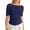 Navy, variant on Knit T Shirt Comfortable Casual Solid Color Mid Sleeve Round Neck Top for Daily Wear Shirt Womens Long Sleeve Cold Gear Athletic Wear Tops for Women Long Sleeve Tall Shirt Women Women T Shirts Shirts