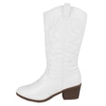 thumbnail image 2 of Women Cowgirl Cowboy Stitched Mid Calf Forever Boots Pointy Toe Western White 7, 2 of 4