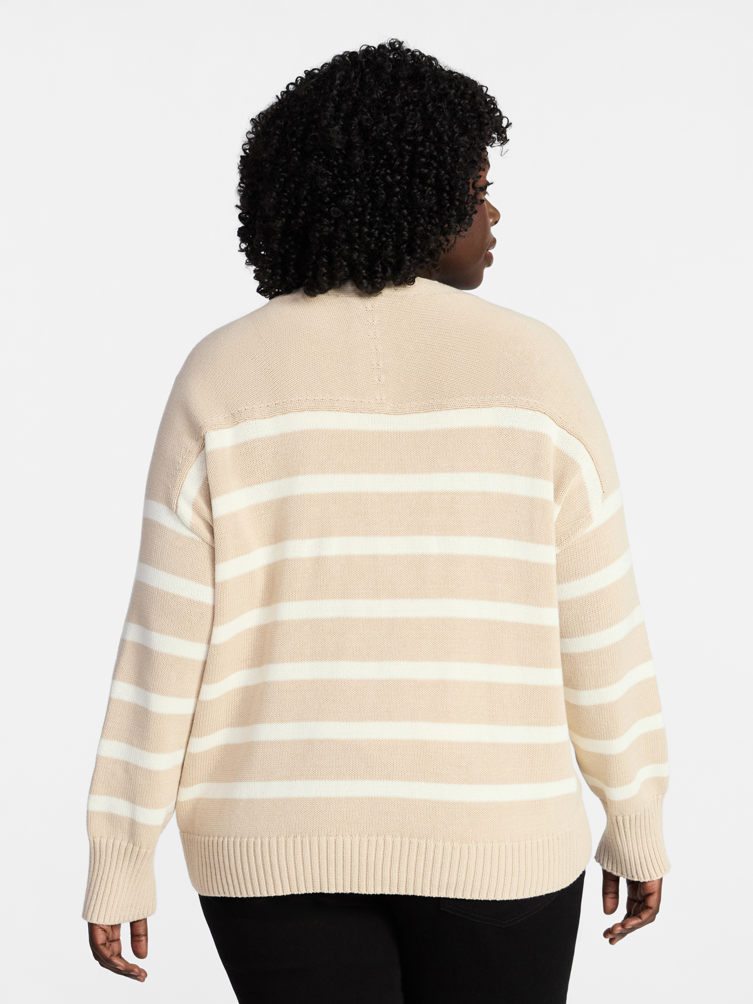 Terra & Sky Women's Plus Size Boyfriend Cardigan with Long Sleeves, Midweight, Size 0X-5X