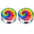 thumbnail image 3 of jiaroswwei 1 Pair Unisex Punk Tie-Dyed Screw Fit Stainless Steel Ear Plugs Gauges Tunnels, 3 of 8