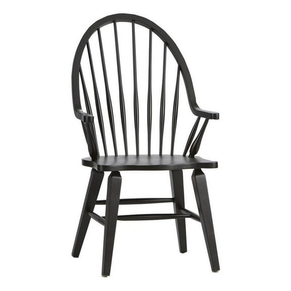 Bowery Hill 40.75"H Traditional Wood Back Dining Arm Chair in Black