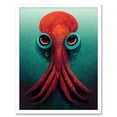 thumbnail image 1 of Modern Vibrant Red & Teal Octopus Art Print Framed Poster Wall Decor 12x16 inch, 1 of 5