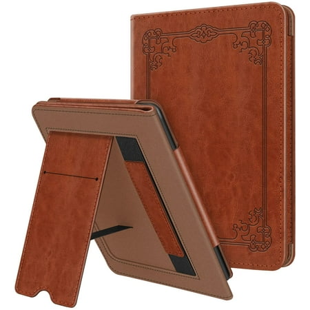 Fintie Stand Case for 6.8" Kindle Paperwhite (11th Generation 2021) ＆ Kindle Paperwhite Signature Edition - Premium PU Leather Sleeve Cover with Card Slot and Hand Strap, Vintage Brown