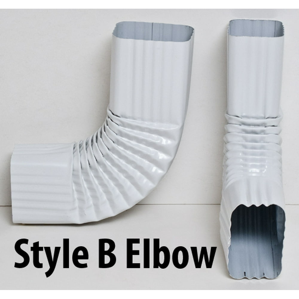3 x 4 inch, Style B, 90 degree, Downspout Elbow, Low Gloss White