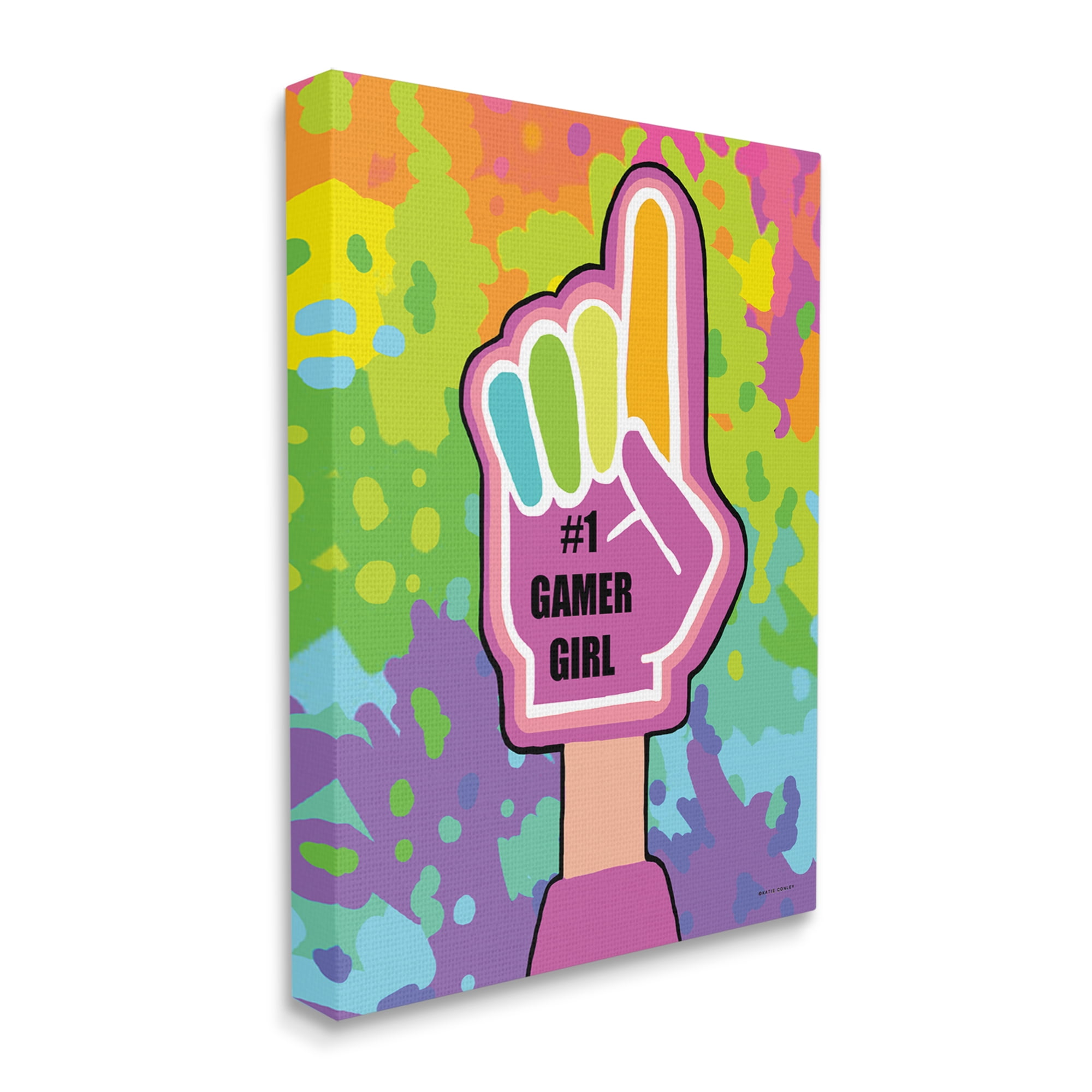 Stupell Industries Number 1 Gamer Girl Typography Painting Gallery Wrapped Canvas Print Wall Art, 36 x 48
