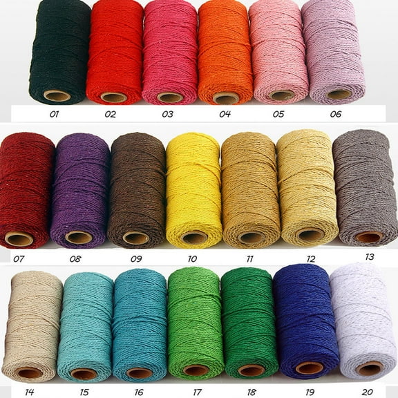 GOOHOCHY  4 Roll Colored Cotton Rope Yarn Twine for Crafts White Thread