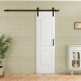 thumbnail image 2 of 24" x 80" Arch Top 2-Lite Waterproof White Primed Solid Core Composite MDF Wood Sliding Barn Door With Hardware Kit, 2 of 7