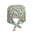 thumbnail image 2 of Kdxio Flowers and Cactus Pattern Turban Hat for Women Men Comfortable Adjustable Cleaning Working Cap with Sweatband, 2 of 8