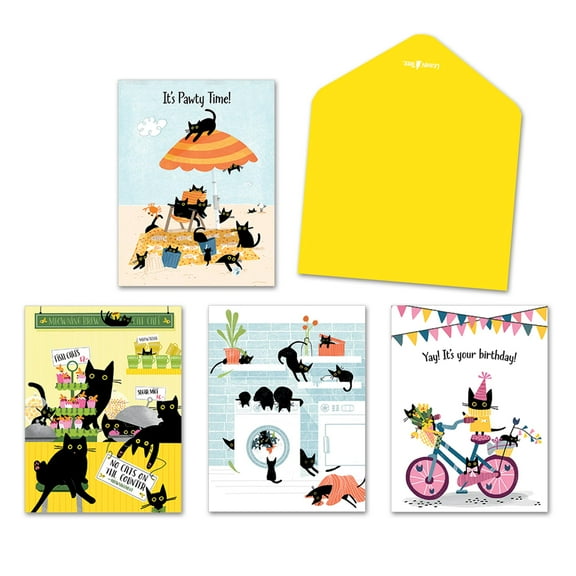 Leanin' Tree MEOWvelous Cats - Made In USA - 12 Assorted Cards with Envelopes All Occasion - 6 Boxed Birthday Cards Assortment and 6 Friendship Thinking of You Notecards - Cute Stationary For Women
