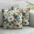 thumbnail image 3 of QZHH  Floral Pillows Spring Plant Flowers Hydrangea Hibiscus Iris Bird Leaf Throw Pillow Cover Decorative Pillow Case Square Cushion Accent Home Blue Green White, 3 of 5