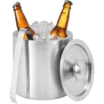 1.3L Stainless Steel Ice Bucket with Lid and Tongs, Small Double Wall Ice Pail Chill Container for Cocktails, Beer, Wine, Champagne, Keep Drinks Frozen Longer at Home, Bars, Parties, Outdoor