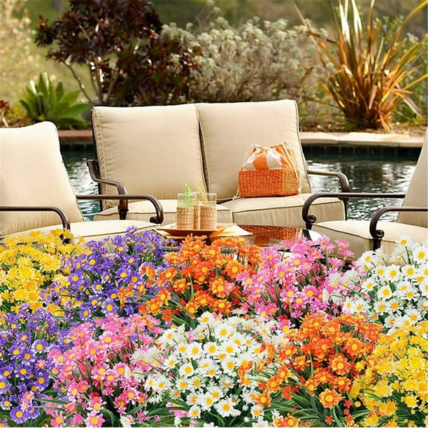 Ramo de margaritas artificiales y crisantemos, flores artificiales para decoración interior y exterior