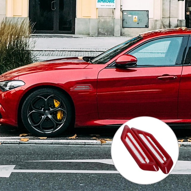 VERDANVERSE 2 Pcs Cache-Ventilation pour Hotte, Rouge, Garniture de Style de Voiture