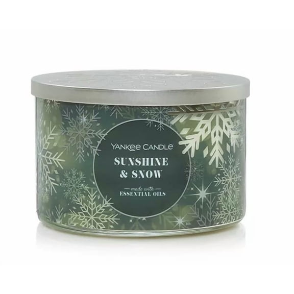 Yankee Candle SUNSHINE & SNOW 3-Wick Large Candle with Holiday Snowflake Pattern