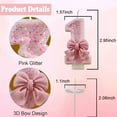thumbnail image 2 of Birthday Number Candles,Pink Bow Glitter Number Candles Cake Topper Decorations for Kids Girls Adults Birthday Wedding Anniversary Party Supplies (Number 0), 2 of 6