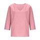 thumbnail image 3 of LLYWEY Playera para Mujer, Camisas de Lino para Mujer Talla Grande con Cuello en V, Blusas de Manga 3/4 de Color Sólido, Holgadas y Casuales, Rosas 3XL, 3 of 6