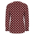 thumbnail image 5 of Miluxas Womens Casual Long Sleeve T-Shirts Round Neck Polka Dot Print Tops Trendy Loose Fit Blouses Wine XL(XL), 5 of 6