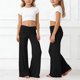 thumbnail image 2 of Pantalones de Cintura Alta de Pierna Ancha para Mujeres Pantalones de Yoga Plegables de Cintura Elástica Pantalones de Pierna Ancha Casuales Y Cómodos para Niños, 2 of 6