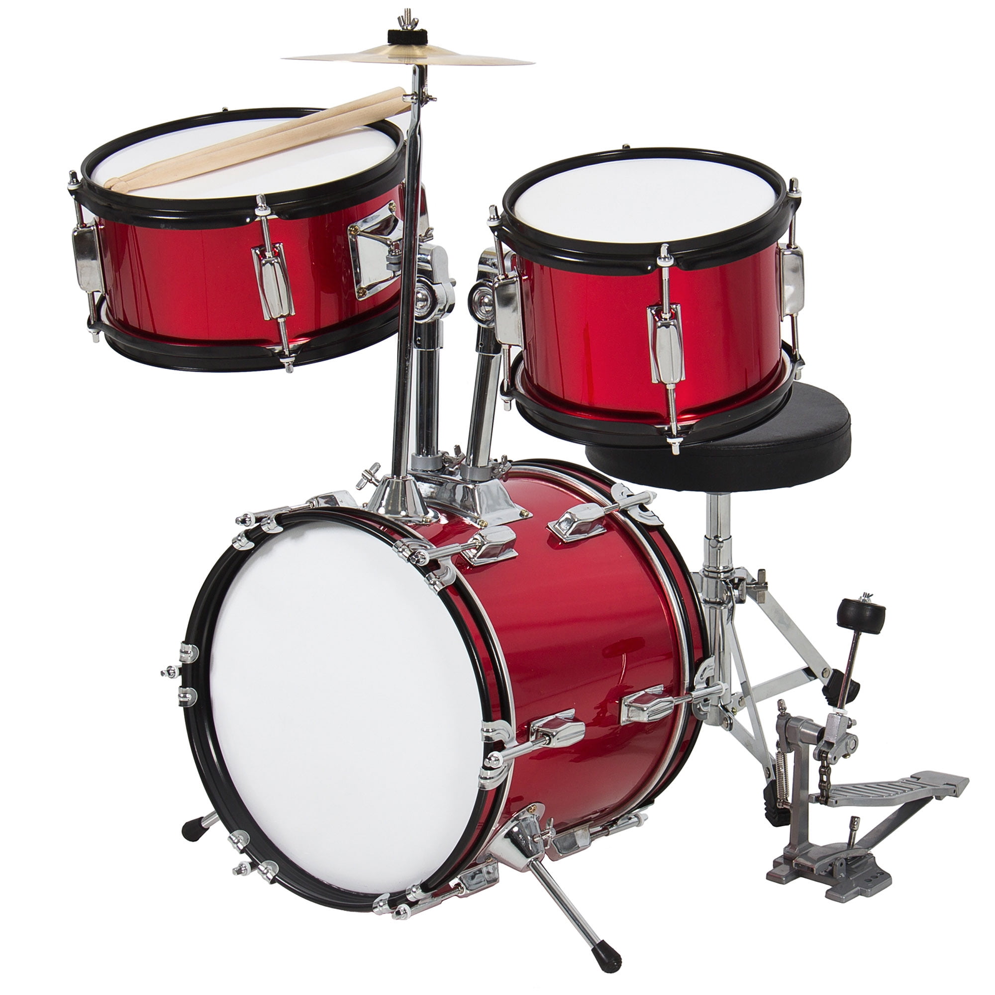 Best Choice Products 3 Piece Kids Beginner Drum Musical Instrument Set 