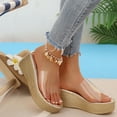 thumbnail image 3 of Rokment Women's Transparent Band Platform Slides Backless Dress Sandals 2026 Summer Casual Clear Wide Straps Chunky Wedge Heels Slip on for Vacation, 3 of 6