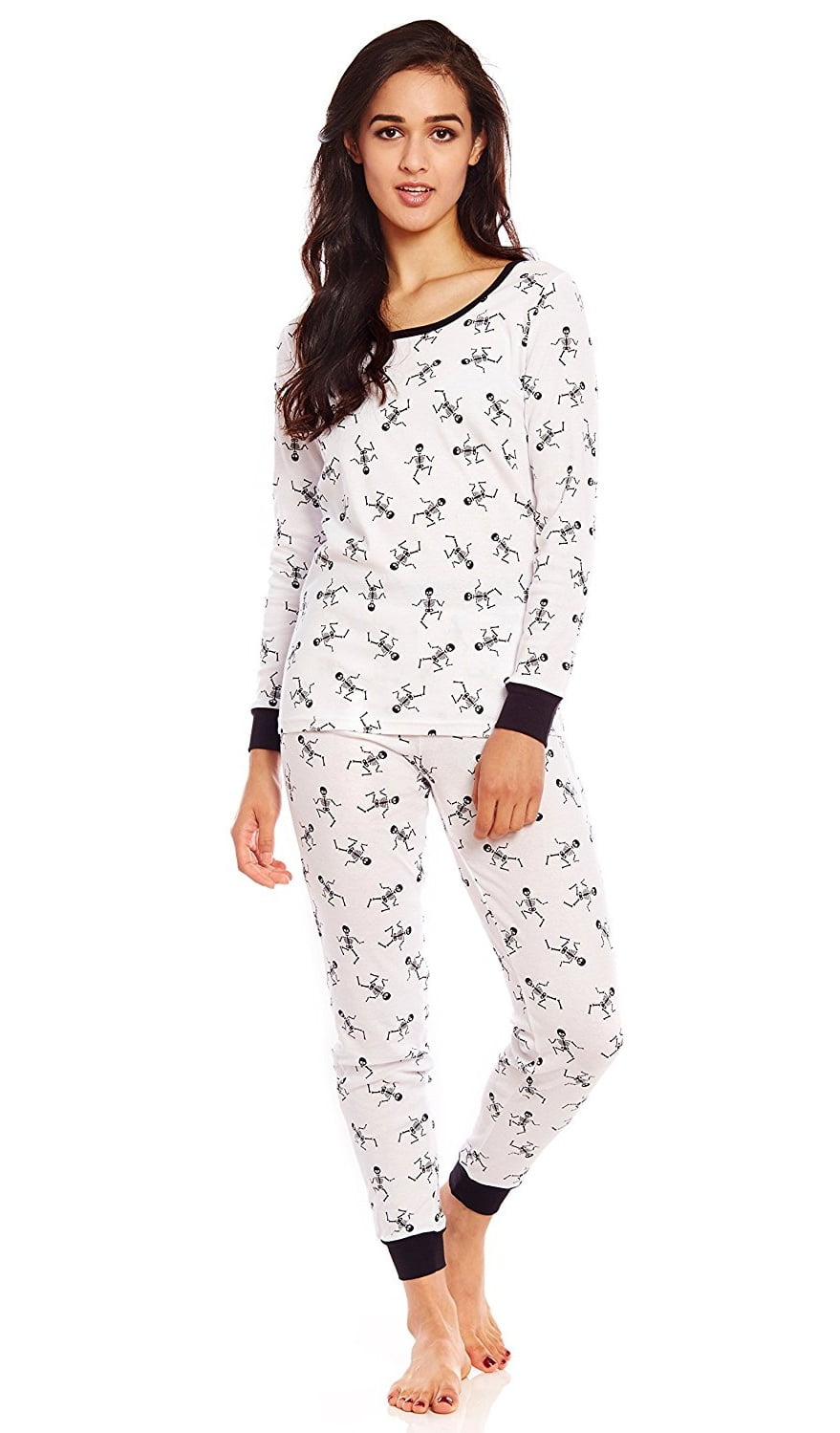Leveret Womens Two Piece Cotton Pajamas White Skeleton M - Walmart.com