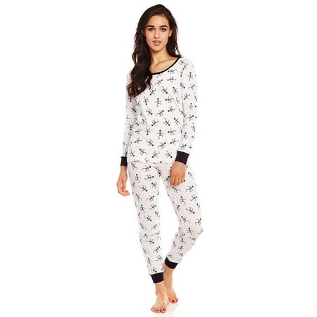 

Leveret Womens Two Piece Cotton Pajamas White Skeleton M