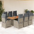 thumbnail image 1 of vidaXL 9 Piece Garden Dining Set with Cushions Grey Poly Rattan, 1 of 5