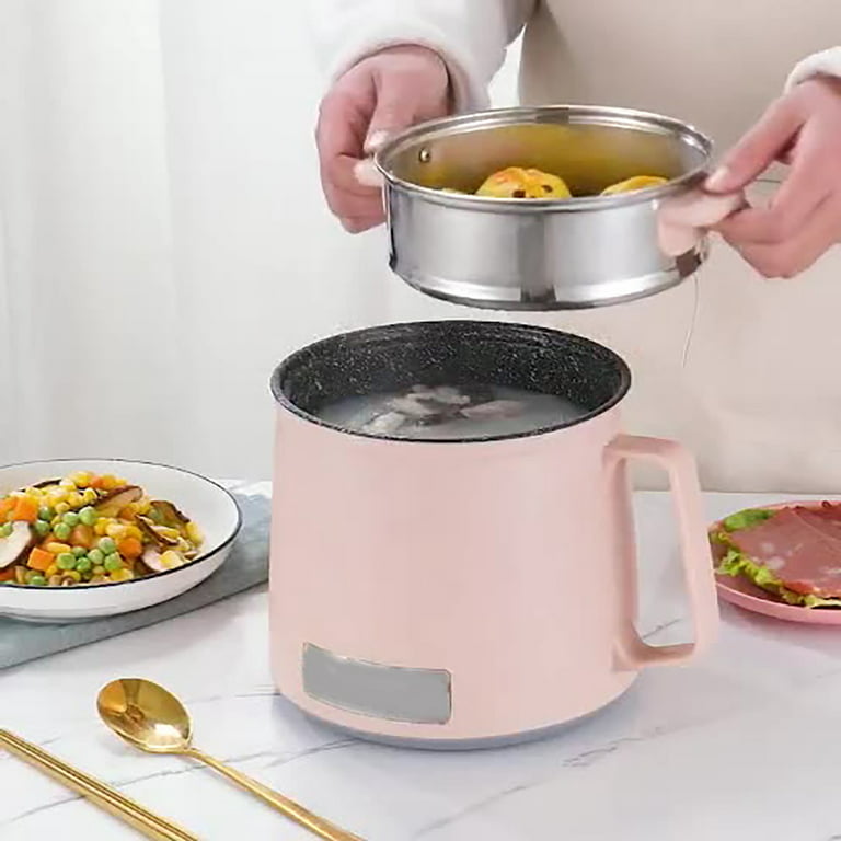 Mini Electric Smart Hotpot w Steamer 1.7L Non-Stick Rapid Noodle Cooker 3  Power Level 5 Modes 600W Quick Cook 300W Low Heat 15W Keep Warm 6H Timer  Delay Non-Stick Pan for Rice